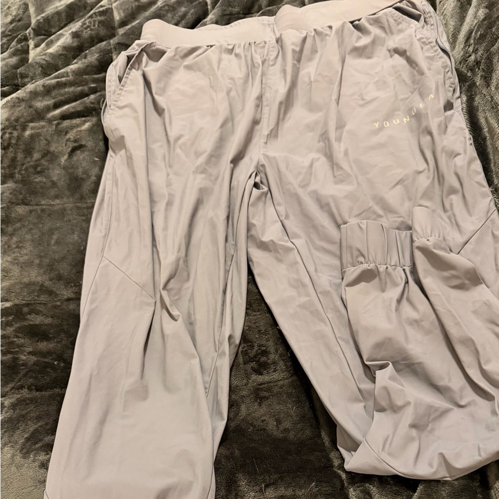 YoungLA Men's Blue/Gray Jogger Pants Size L Drawstring Elastic Waist Pockets